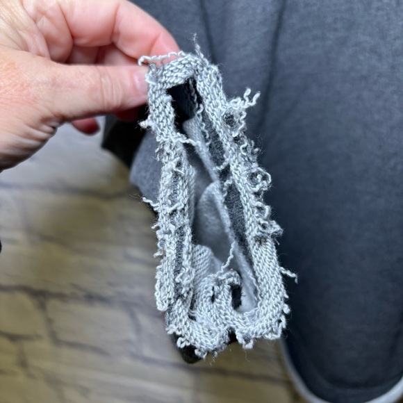 Natural Life Knit Trim Oversized Boho Sweatshirt Womens S/M Gray Raw Edge Lounge - Picture 7 of 14